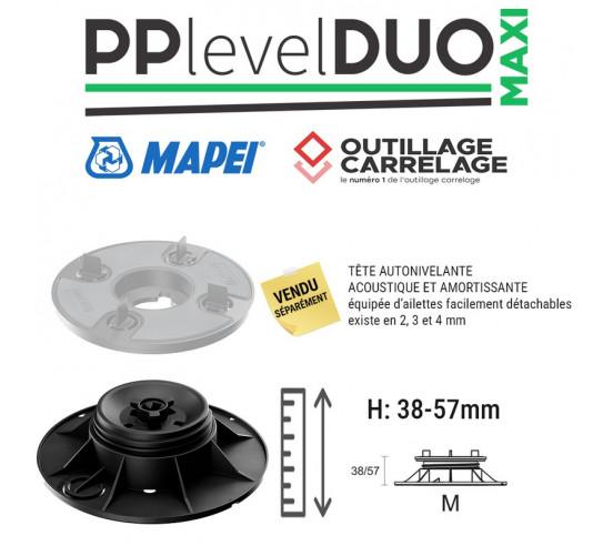 Base de plot réglable "M" de 38 à 57 mm PP LEVEL DUO MAXI MAPEI - 1