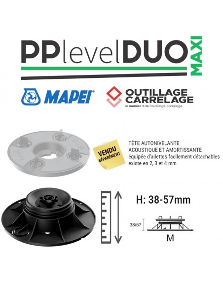 Base de plot réglable "M" de 38 à 57 mm PP LEVEL DUO MAXI MAPEI - 1