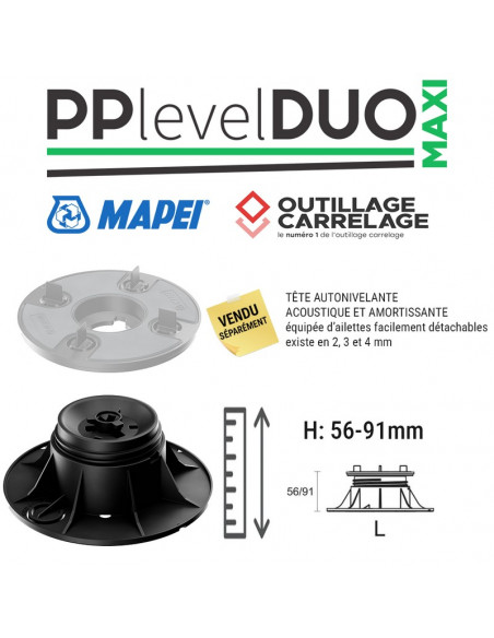 Base de plot réglable "L" de 56 à 91 mm PP LEVEL DUO MAXI MAPEI - 1