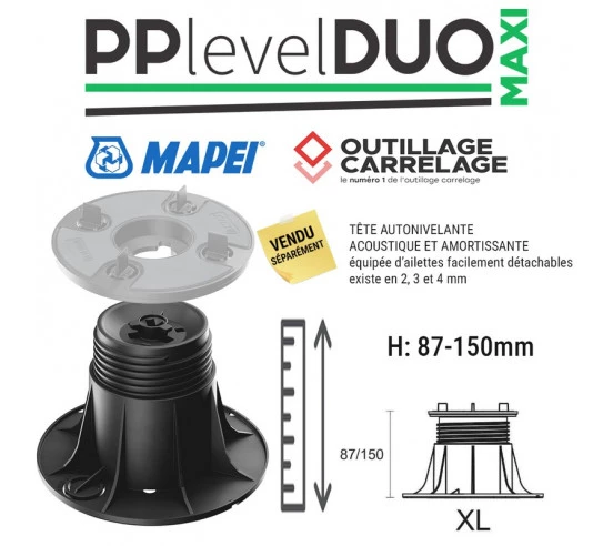 Base de plot réglable "XL" de 87 à 150 mm PP LEVEL DUO MAXI MAPEI - 1