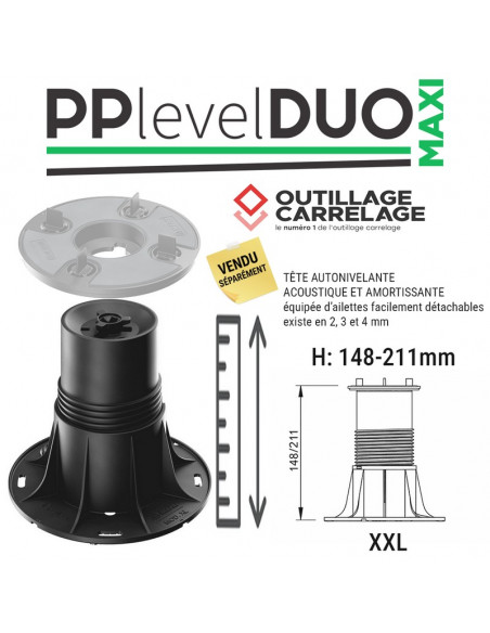 Base de plot réglable "XXL" de  148 à 211 mm PP LEVEL DUO MAXI MAPEI - 1