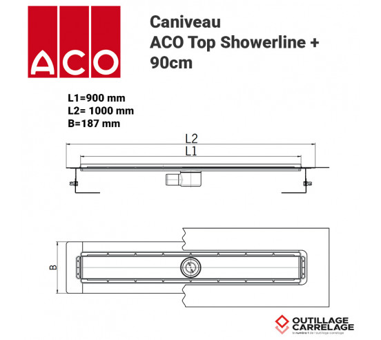 Caniveau de douche Top Showerline + 90cm  ACO - 2