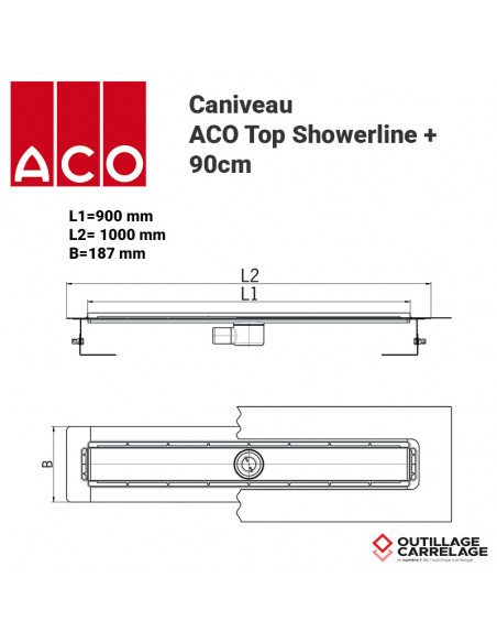 Caniveau de douche Top Showerline + 90cm  ACO - 2