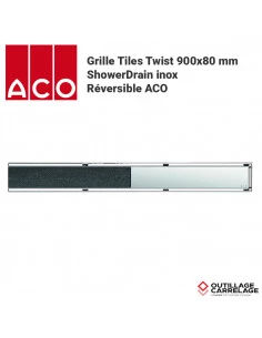 Grille Tiles Twist 900x80 mm ShowerDrain inox réversible ACO - 1