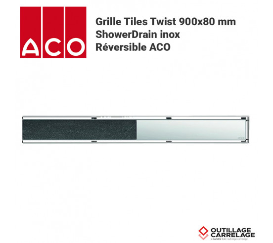 Grille Tiles Twist 900x80 mm ShowerDrain inox réversible ACO - 1