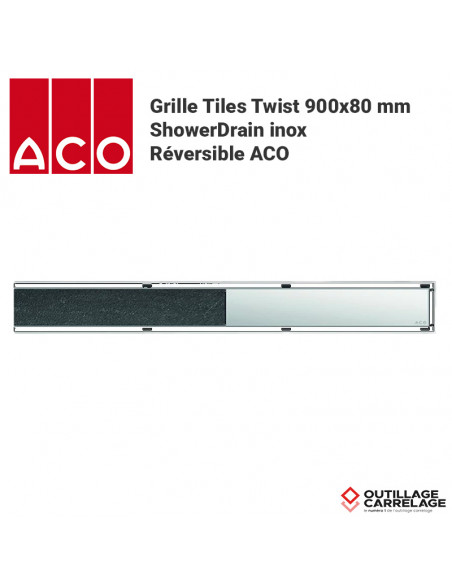 Grille Tiles Twist 900x80 mm ShowerDrain inox réversible ACO - 1