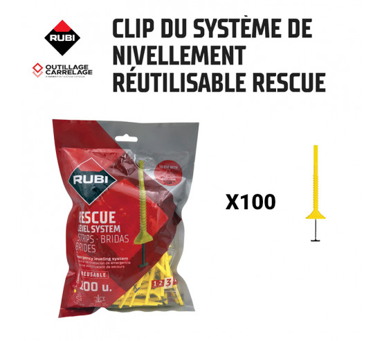 sachet de 100 clips de nivellement réutilisable RESCUE LEVEL SYSTEM RUBI - 1