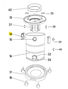 Poignée pour aspirateur AS-30 PRO RUBI n°14 sur l'éclaté  (piece détachée) RUBI - 1