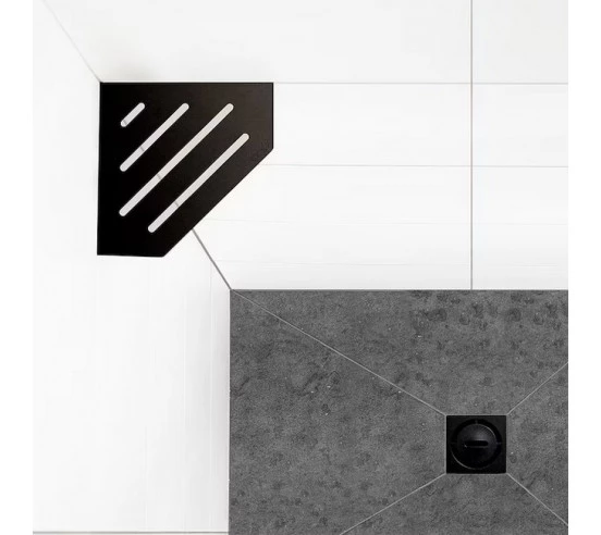 Tablette d'angle de douche 19,5x19,5cm WAVE S2 MGS Noir Graphipe Mat SCHLUTER - 2