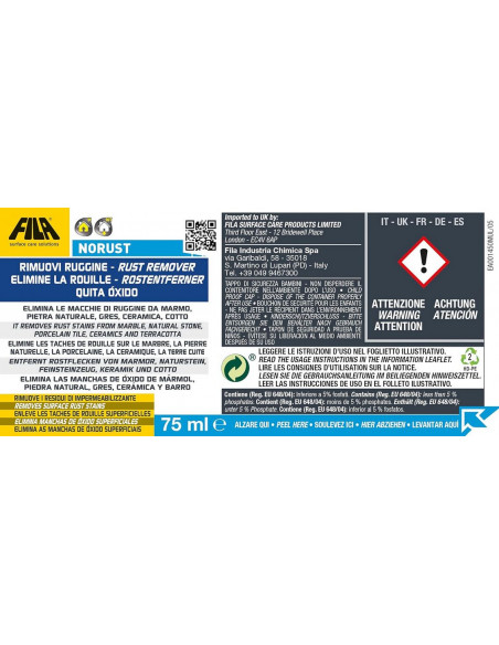 Détachant Antirouille flacon de 75ml NORUST FILA - 3