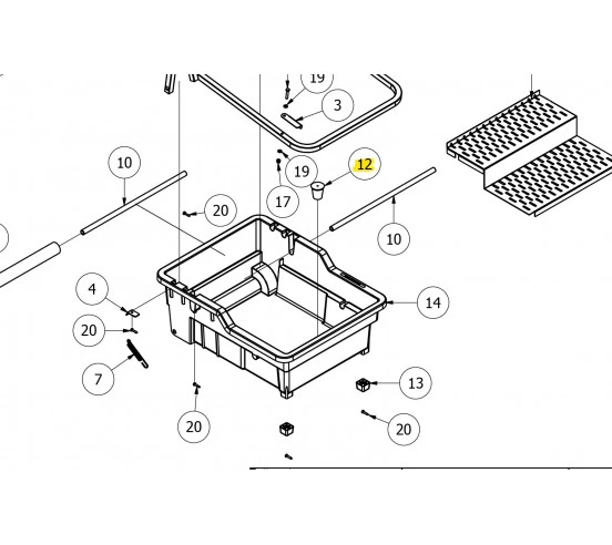 Bouchon de rechange pour bac pedalo n°12 sur l'éclaté (pièce détachée) RAIMONDI - 1