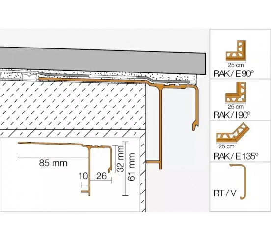 Profilé de rive 2.5ML BARA-RAK Gris métallique (GM) SCHLUTER - 2
