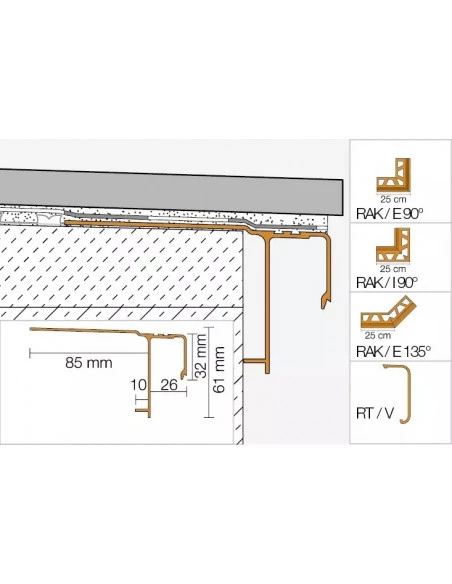 Profilé de rive 2.5ML BARA-RAK Gris métallique (GM) SCHLUTER - 2