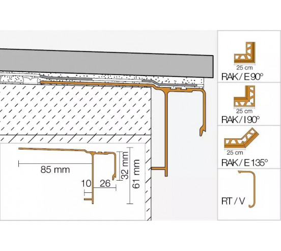 Profilé de rive 2.5ML BARA-RAK Gris métallique (GM) SCHLUTER - 2