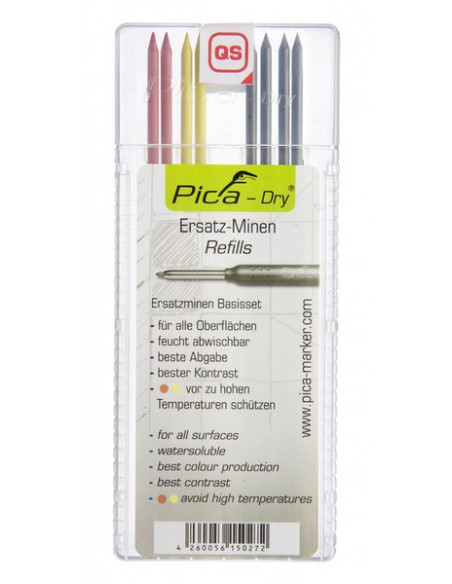 Pica-Dry 8x mines de rechange 4020 ( Rouge,Jaune,Graphite ) PICA - 1