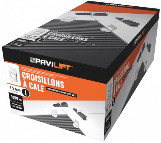 1000 Croisillons autonivelants à cale en "I" 1,5mm (carrelage de 3 à 14mm) - 1