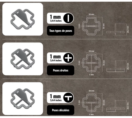 100 Croisillons récupérables "+" 1mm Pavilift - 3