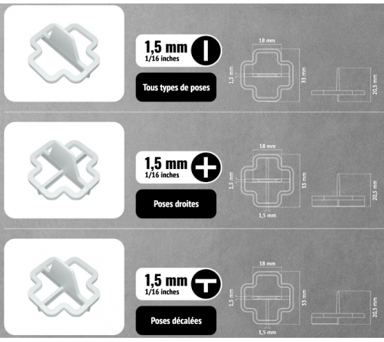 100 Croisillons récupérables "I" 1,5mm Pavilift - 3