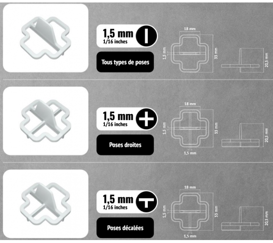 100 Croisillons récupérables "T" 1,5mm Pavilift - 3