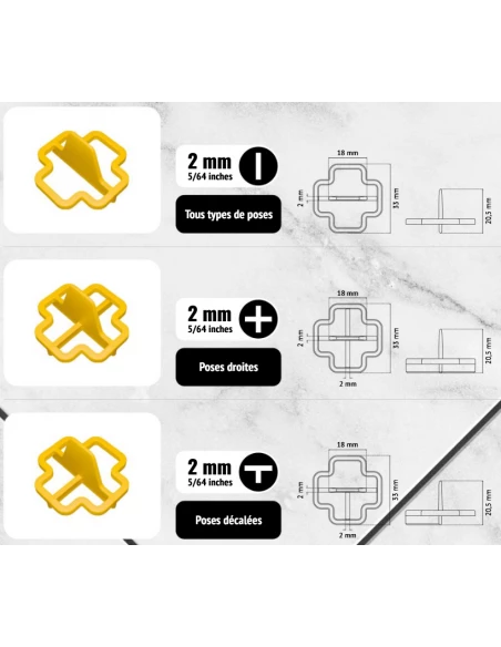 100 Croisillons récupérables "+" 2mm Pavilift - 3
