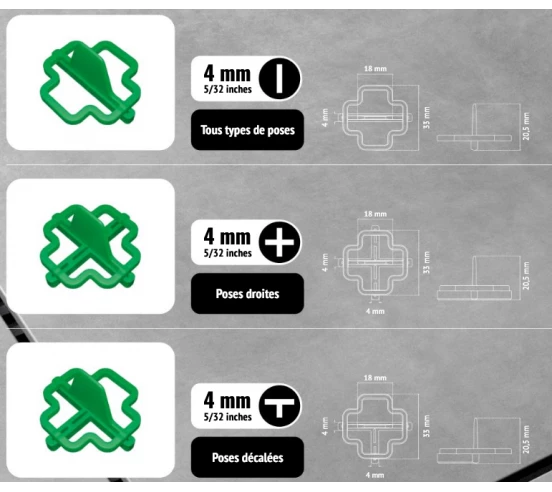 100 Croisillons récupérables "I" 4mm Pavilift - 3