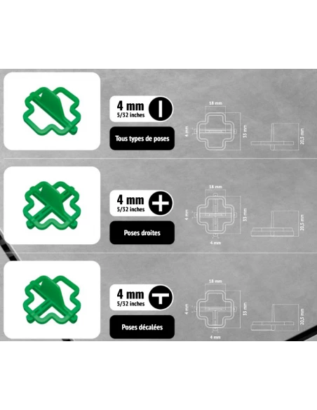 100 Croisillons récupérables "I" 4mm Pavilift - 3