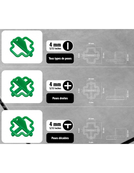 100 Croisillons récupérables "+" 4mm Pavilift - 3