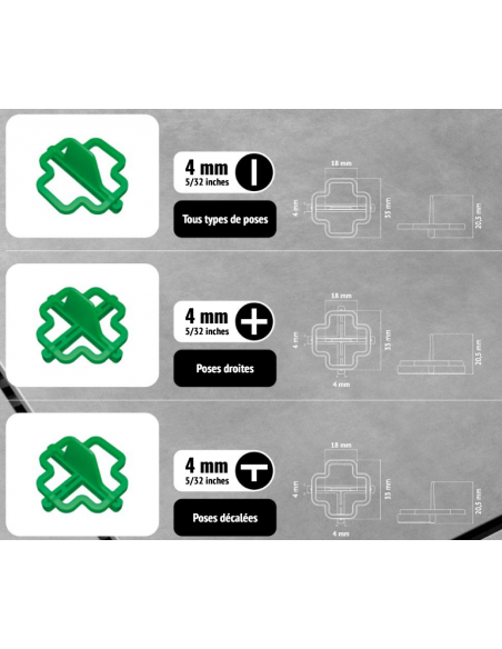 100 Croisillons récupérables "T" 4mm Pavilift - 3