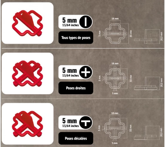 100 Croisillons récupérables "I" 5mm Pavilift - 3