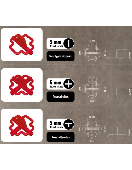 100 Croisillons récupérables "+" 5mm Pavilift - 3