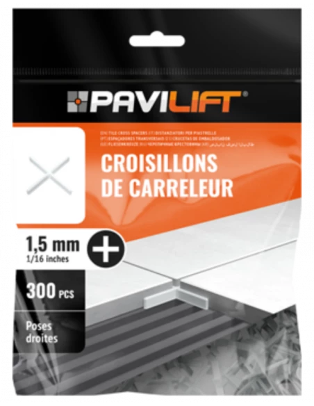 Sachet de 300 croisillons  en "+" 1,5mm Pavilift - 1