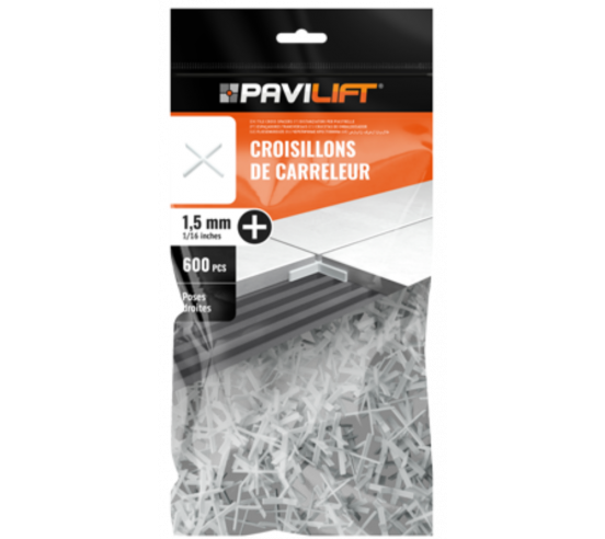 Sachet de 600 croisillons  en "+" 1,5mm Pavilift - 1