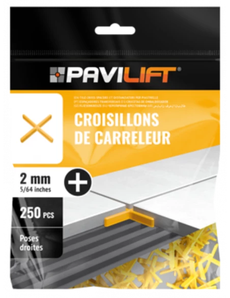 Sachet de 250 croisillons  en "+" 2mm Pavilift - 1