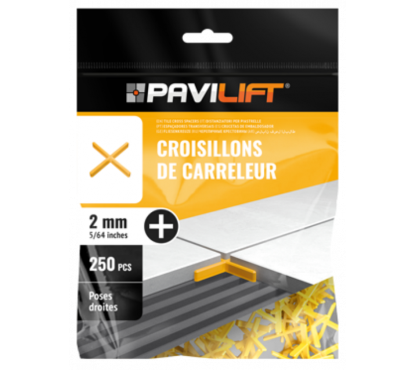 PAVI-LIFT - Croisillon en T jaune joints 2 mm boite de 200 pcs