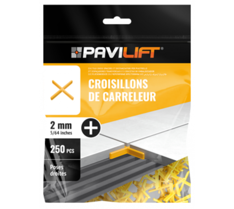 PAVI-LIFT - Croisillon en T jaune joints 2 mm boite de 200 pcs