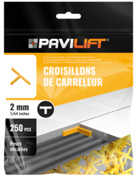 Sachet de 250 croisillons  en "T" 2mm Pavilift - 1