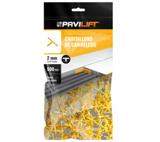 Sachet de 500 croisillons  en "T" 2mm Pavilift - 1