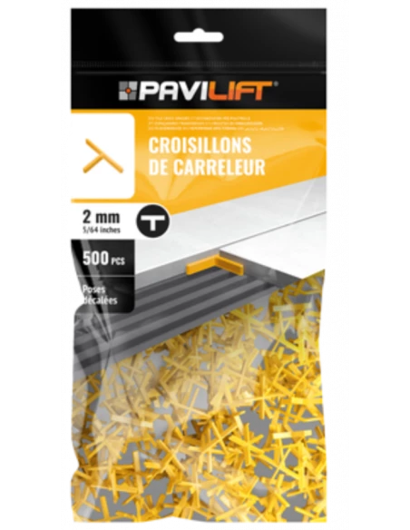 Sachet de 500 croisillons  en "T" 2mm Pavilift - 1