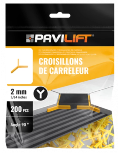 Sachet de 250 croisillons  en "Y 90°" 2mm Pavilift - 1
