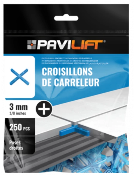 Sachet de 250 croisillons  en "+" 3mm Pavilift - 1