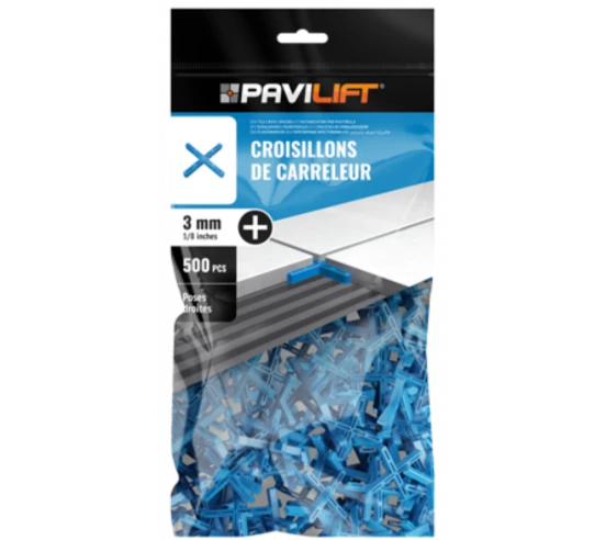 Sachet de 500 croisillons  en "+" 3mm Pavilift - 1