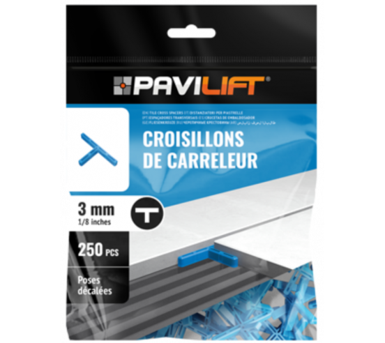 Sachet de 250 croisillons  en "T" 3mm Pavilift - 1