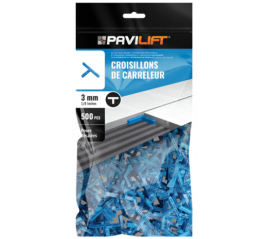 Sachet de 500 croisillons  en "T" 3mm Pavilift - 1