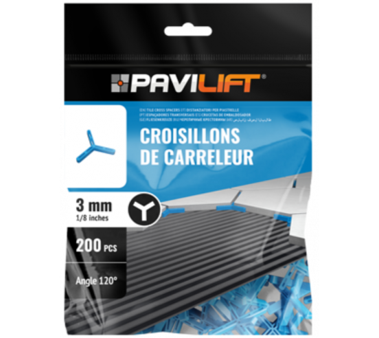 Sachet de 250 croisillons  en "Y 120°" 3mm Pavilift - 1