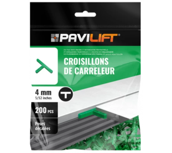 Sachet de 200 croisillons  en "T" 4mm Pavilift - 1