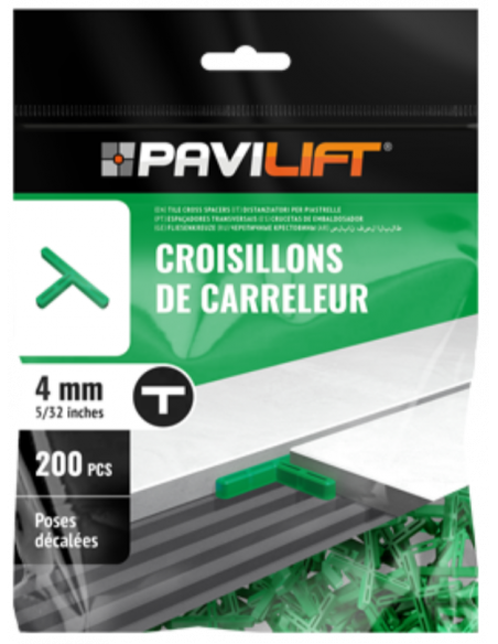 Sachet de 200 croisillons  en "T" 4mm Pavilift - 1