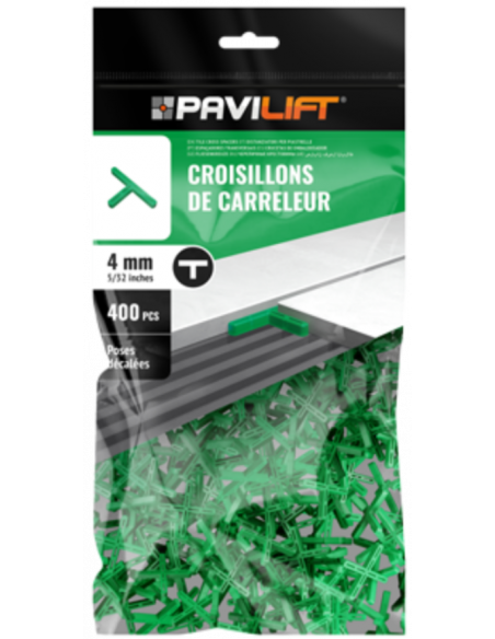 Sachet de 400 croisillons  en "T" 4mm Pavilift - 1