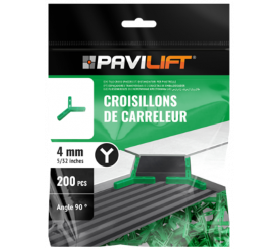 Sachet de 200 croisillons  en "Y 90°" 4mm Pavilift - 1