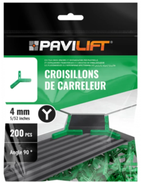 Sachet de 200 croisillons  en "Y 90°" 4mm Pavilift - 1