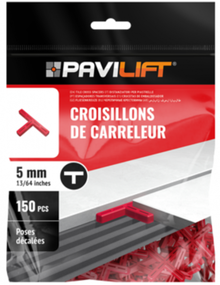 Sachet de 150 croisillons  en "T" 5mm Pavilift - 1